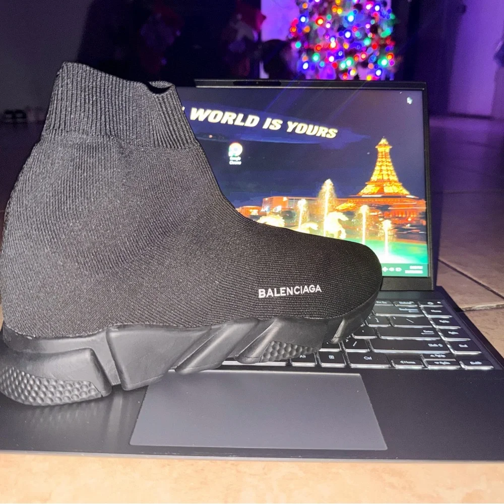 Balenciaga Black Knit Sock Sneakers - Picture 3 of 3